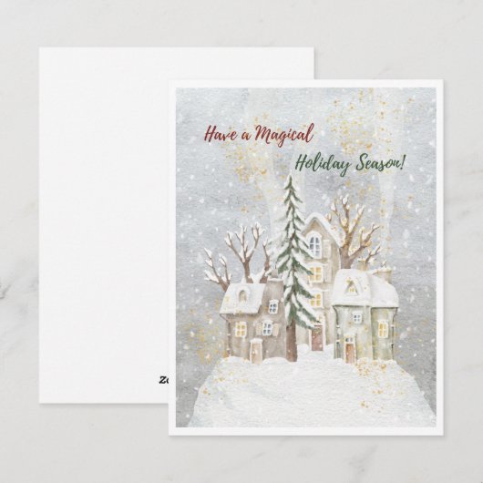 Waterverf knuffel magisch feestdagenkaart (Voorkant / Achterkant)