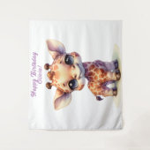 Waterverf knuffige baby-giraffe wandkleed (Voorkant)