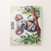 Waterverf Koala Baby Love gepersonaliseerd Legpuzzel (Verticaal)