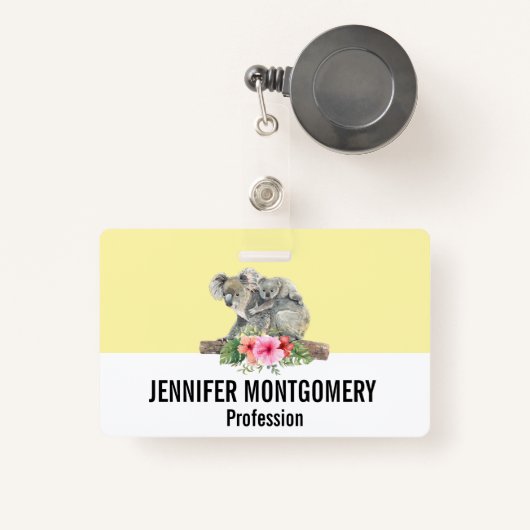 Waterverf Koala Beren Cute Mama & Baby Badge (Voorkant met intrekbare)