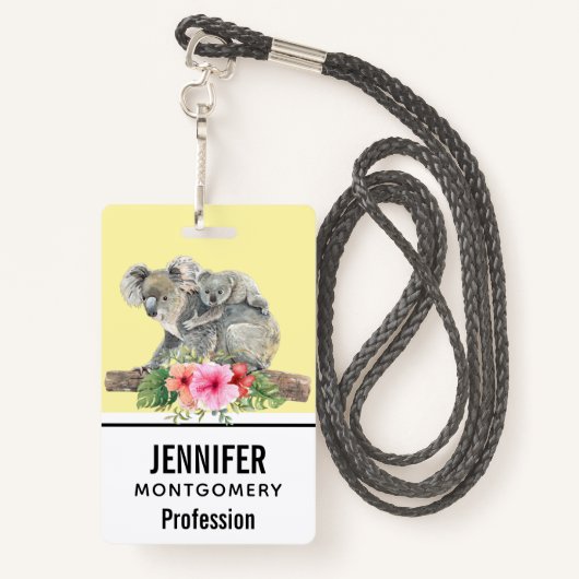 Waterverf Koala Beren Cute Mama & Baby Badge (Achterkant met draagriem)