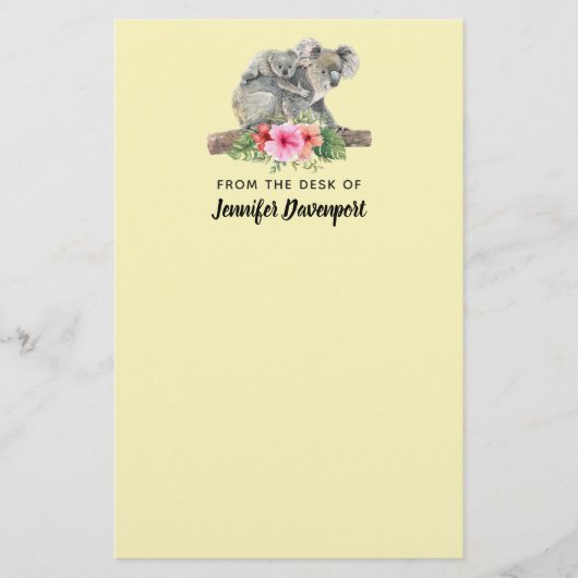 Waterverf Koala Beren Cute Mama & Baby Briefpapier (Voorkant)