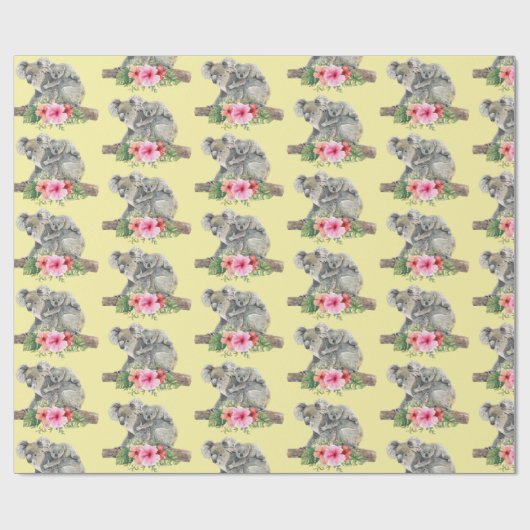 Waterverf Koala Beren Cute Mama & Baby Cadeaupapier (Vlak)