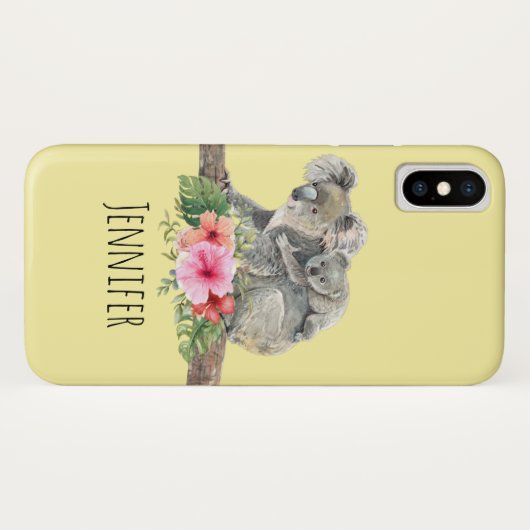 Waterverf Koala Beren Cute Mama & Baby Case-Mate iPhone Case (Achterkant (horizontaal))