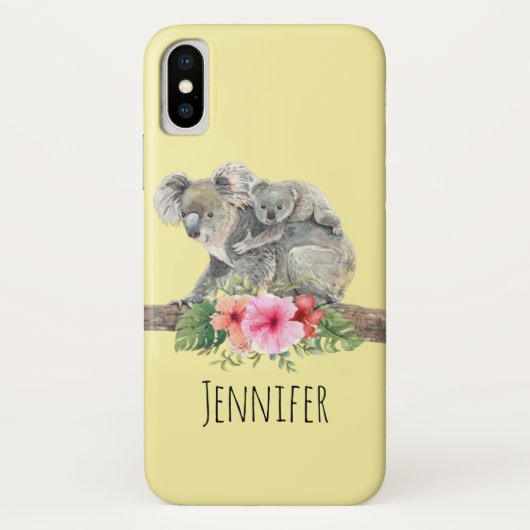 Waterverf Koala Beren Cute Mama & Baby Case-Mate iPhone Case (Achterkant)