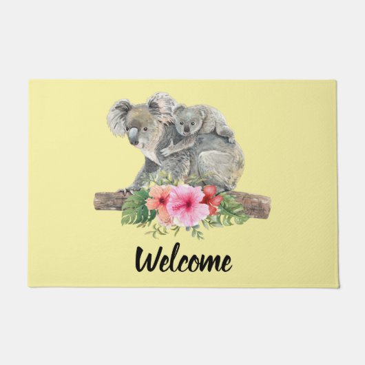 Waterverf Koala Beren Cute Mama & Baby Deurmat (Voorkant)