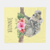 Waterverf Koala Beren Cute Mama & Baby Fleece Deken (Voorkant (Horizontaal))