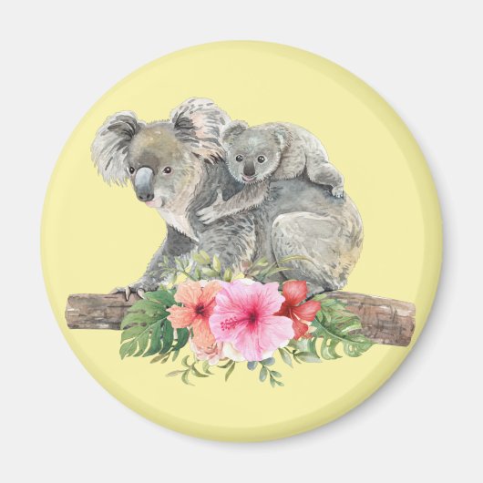 Waterverf Koala Beren Cute Mama & Baby Magneet (Voorkant)