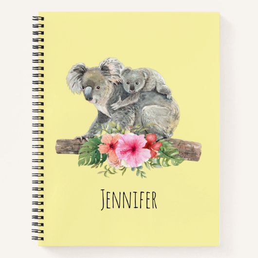 Waterverf Koala Beren Cute Mama & Baby Notitieboek (Voorkant)