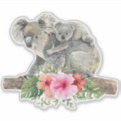 Waterverf Koala Beren Cute Mama & Baby Sticker (Voorkant)