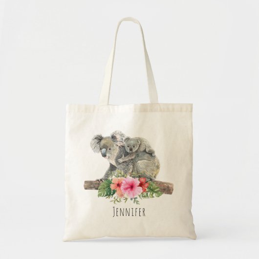 Waterverf Koala Beren Cute Mama & Baby Tote Bag (Voorkant)