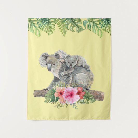 Waterverf Koala Beren Cute Mama & Baby Wandkleed (Voorkant)