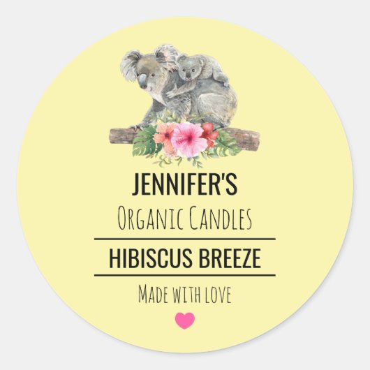 Waterverf Koala Beren Cute Soap of Candle Scent Ronde Sticker (Voorkant)