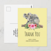 Waterverf Koala Beren kletsen mama en Baby Dank je Briefkaart (Voorkant / Achterkant)
