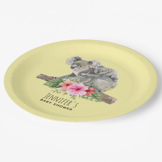 Waterverf Koala Beren Schattige Mam & Baby Baby sh Papieren Bordje (Gekanteld)