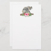 Waterverf Koala Beren Schattige Moeder & Baby Brie Briefpapier (Voorkant / Achterkant)