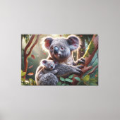 Waterverf Koala en Baby Joey in een boomschilderij Canvas Afdruk (Voorkant)