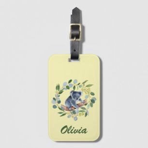 Waterverf Koala en Eucalyptus Wreath Bagagelabel