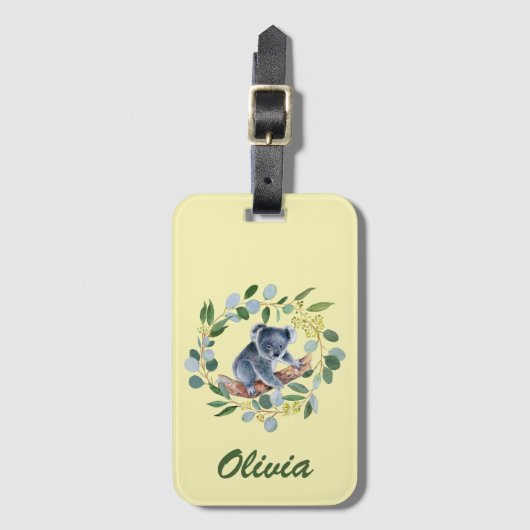 Waterverf Koala en Eucalyptus Wreath Bagagelabel (Voorkant (verticaal))