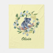 Waterverf Koala en Eucalyptus Wreath Fleece Deken (Voorkant)