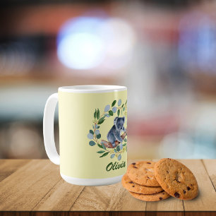 Waterverf Koala en Eucalyptus Wreath Koffiemok