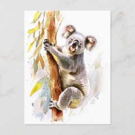 Waterverf Koala klimmen Eucalyptus Briefkaart
