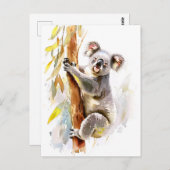 Waterverf Koala klimmen Eucalyptus Briefkaart (Voorkant / Achterkant)