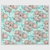Waterverf Koala Mam, Baby Greenery Wrapping Paper Cadeaupapier (Vlak)