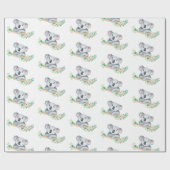 Waterverf koala met gombladeren en bloemen cadeaupapier (Vlak)