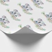Waterverf koala met gombladeren en bloemen cadeaupapier (Hoek)