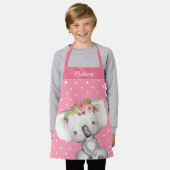 Waterverf Koala Pink Floral Speciaal Kinder Schort (Gedragen)
