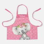 Waterverf Koala Pink Floral Speciaal Kinder Schort (Voorkant)
