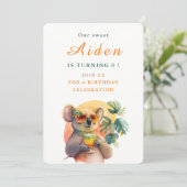 Waterverf Koala - Verjaardagsuitnodiging Kaart (Staand voorkant)