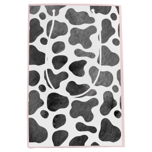 Waterverf Koe Afdruk Roze Middelgrote Gift Bag Medium Cadeauzakje (Voorkant)