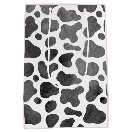 Waterverf Koe Afdruk Roze Middelgrote Gift Bag Medium Cadeauzakje (Achterkant)