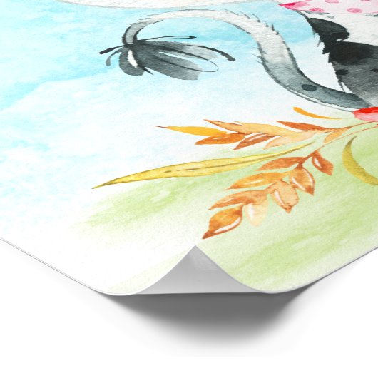 Waterverf Koe Baby shower Boerderij Baby shower Poster (Hoek)