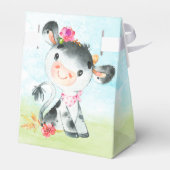 Waterverf Koe Baby shower Boerderij Bedankdoosjes (Achterkant)