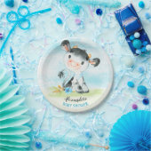 Waterverf Koe Baby shower Boerderij Papieren Bordje (Feest)