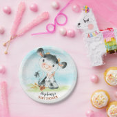 Waterverf Koe Baby shower Boerderij Papieren Bordje (Feest)