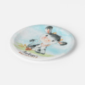 Waterverf Koe Baby shower Boerderij Papieren Bordje (Gekanteld)