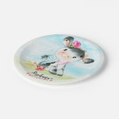 Waterverf Koe Baby shower Boerderij Papieren Bordje (Gekanteld)