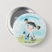 Waterverf Koe Baby shower Boerderij Ronde Button 7,6 Cm (Voorkant /achterkant)
