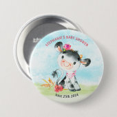 Waterverf Koe Baby shower Boerderij Ronde Button 7,6 Cm (Voorkant /achterkant)