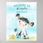 Waterverf Koe Baby shower FarmBaby Shower Poster (Voorkant)