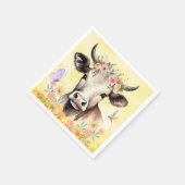 Waterverf Koe Bloemen in een weidepapier Servet (Hoek)