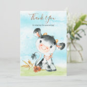 Waterverf Koe Boerderij dank u Bedankkaart (Staand voorkant)