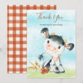 Waterverf Koe Boerderij dank u Bedankkaart (Voorkant / Achterkant)
