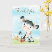 Waterverf Koe Boerderij dank u Kaart (Gele Bloem)