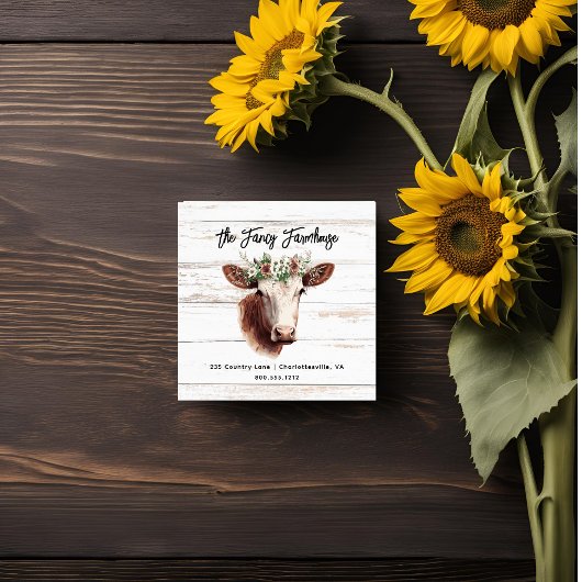 Waterverf Koe Boomboerenbedrijf — QR-code Vierkante Visitekaartje