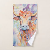 Waterverf Koe Borrelend Zachte Bad Handdoek (Handdoek)